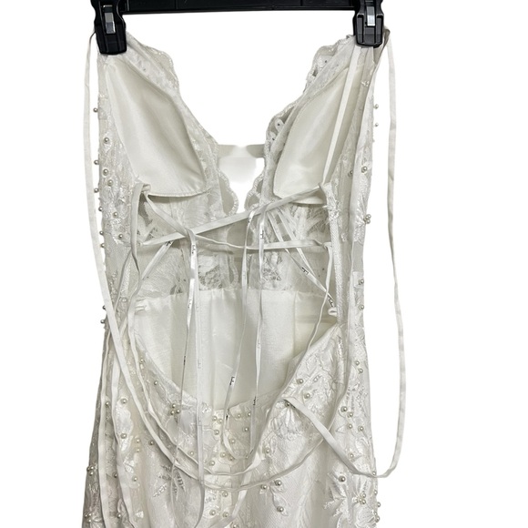 New Lulus Bridal Enchanting Eternity Ivory Pearl Lace Up Backless Maxi‎ Dress 8 - Picture 5 of 8